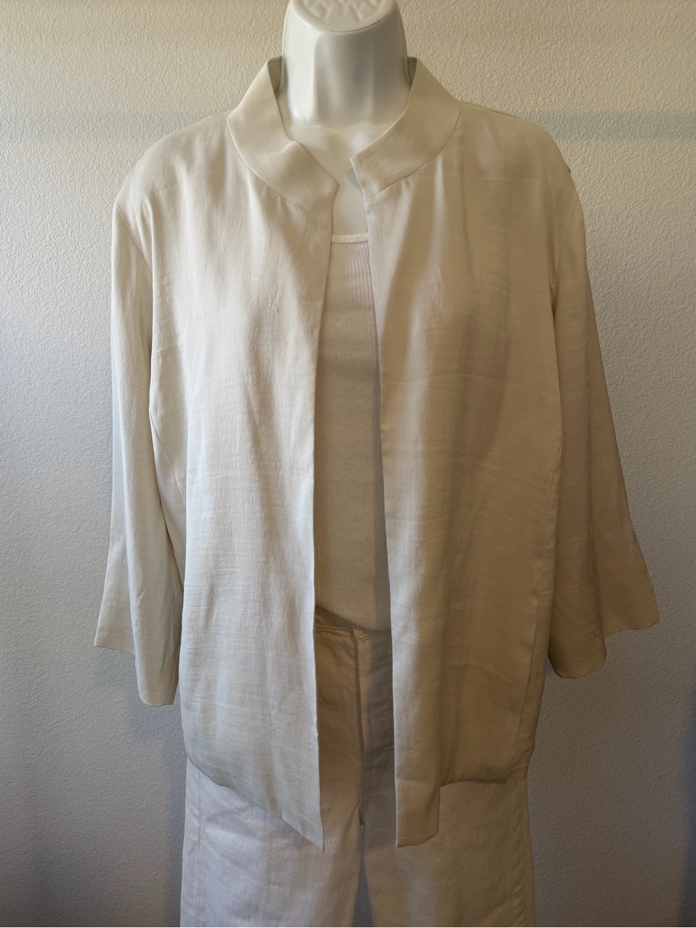 Eileen Fisher 100% Silk Cream Kimono Style Jacket Size XL